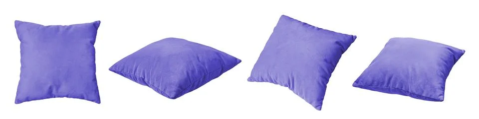 Decorative purple rectangular pillow for sleeping and resting isolated on w.. Foto stock