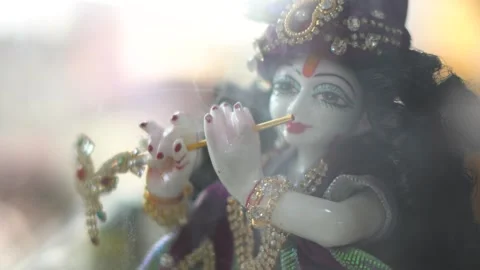 Decorative Radha Krishna Idols with Soft Lighting Stock Footage 321025523