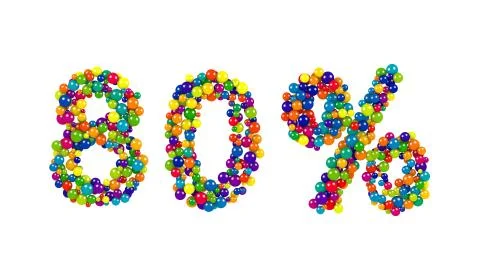 Decorative rainbow colored 80 percent symbol Stock Illustration