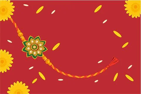 Decorative Rakhi Thread on Red Background Vector Design for Raksha Bandhan Cel イラスト素材