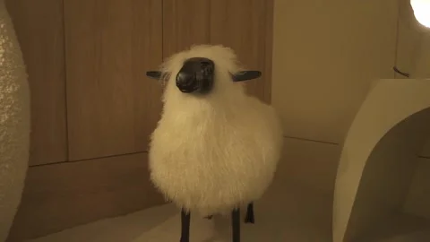 Decorative Ram or sheep Statue Made of Natural Wool Stock Footage 273567288