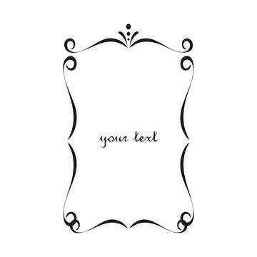Decorative rectangle floral frame shape. Hand drawn flourish design Illustrazione stock