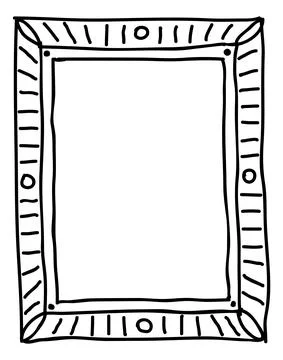 Decorative rectangle frame. Doodle line pattern border 스톡 일러스트