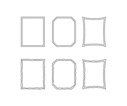 Decorative rectangle frames for note text, line set. Vintage rectangular shape Stockillustratie