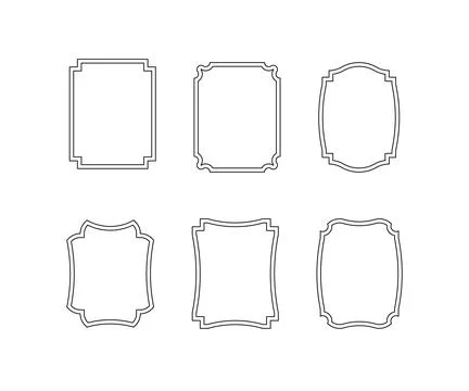 Decorative rectangle frames for note text, line set. Vintage rectangular shape Stock Illustration