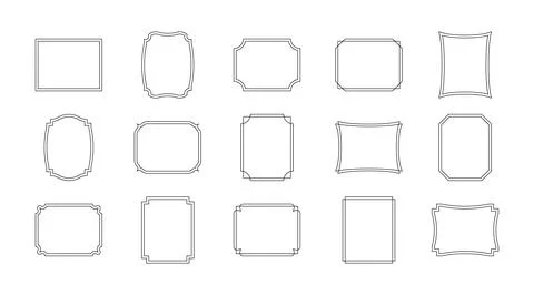 Decorative rectangle frames for note text, line set. Vintage rectangular shape 스톡 일러스트