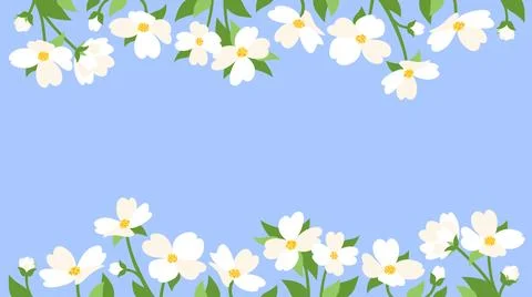 Decorative rectangular frame with illustrations of jasmine flowers. 库存插图