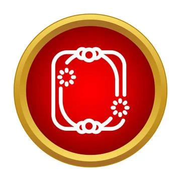 Decorative rectangular frame with ornate details on red icon 스톡 일러스트