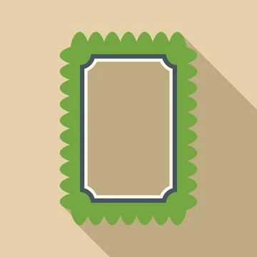 Decorative rectangular frame with scalloped green border and beige background Stock Illustration
