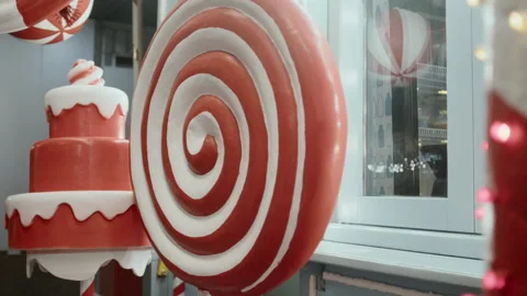 Decorative red and white lollipop Video stock 261400910