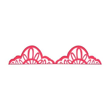 Decorative red border with abstract floral lace pattern Stock Illustration