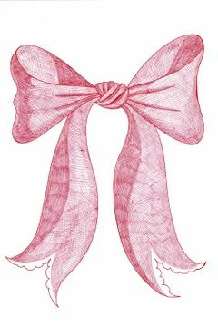 Decorative red bow drawn by hand. Stock Illustration