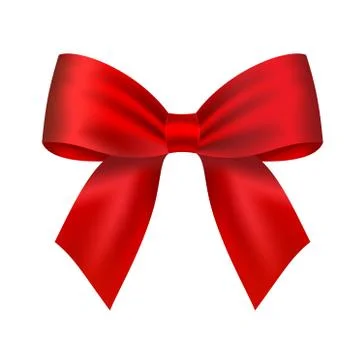 Decorative red bow. Vector bow for page decor isolated on white Stock Illustration