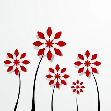 Decorative Red Flowers Stock Illustration