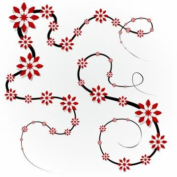 Decorative Red Flowers Stock Illustration