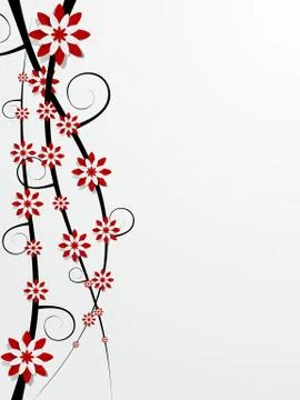 Decorative Red Flowers Stock Illustration