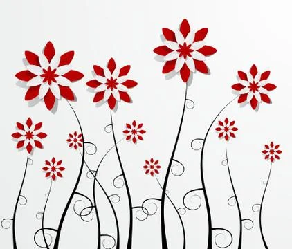 Decorative Red Flowers Stock Illustration