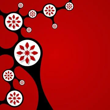 Decorative Red Flowers Stock Illustration