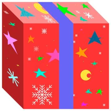 Decorative red gift box isolated on white for christmas design. Vector illust Illustrazione stock