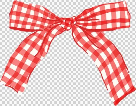 Decorative Red Gingham Ribbon Bow Illustration Stock Illustration