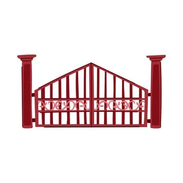 Decorative red iron gate marking private property entrance Stock Illustration