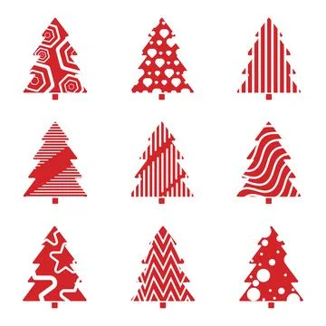 The Decorative red tree designs perfect for festive cards and seasonal proj.. Stock Illustration