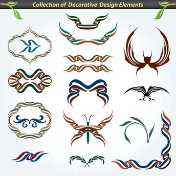 Decorative Ribbons Design Elements Collection Stock Illustration