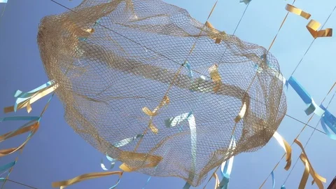 Decorative ribbons on a wire Stock Footage 88585380