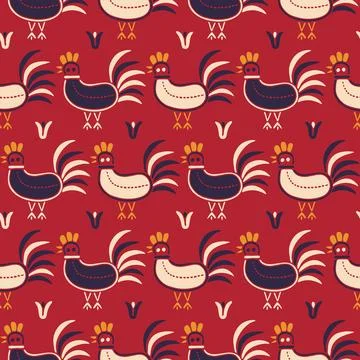 Decorative rooster pattern Illustrazione stock