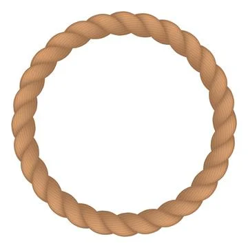 Decorative rope frame. Cord circle. Jute round border Stock Illustration