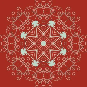 Decorative round frame. Abstract vector floral ornament. Lace pattern design. Stock Illustration