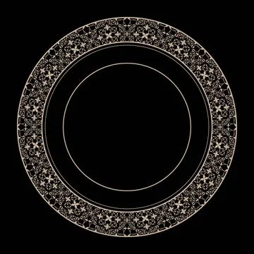 Decorative round frame with arabesques. Luxury gold round frame. Elegant element Stock Illustration