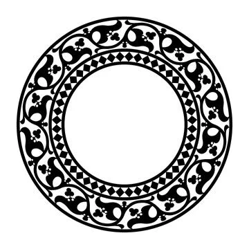 Decorative round frame. Black and white design. Vintage, ethnic vector frame 스톡 일러스트