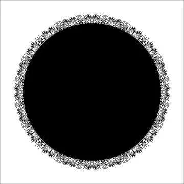 Decorative round frame. Black white pattern. Oriental vector round frame  イラスト素材