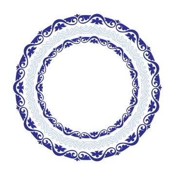 Decorative round frame border with antique baroque style for plate design Stock Illustration