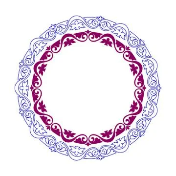 Decorative round frame border with antique baroque style. Vector illustration. Stock Illustration