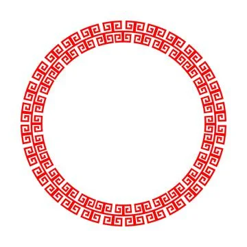 Decorative round frame for design with chinese ornament, meander. Circle frame.  Stock Illustration