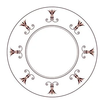 Decorative round frame with floral elements plate. Circle european border. Round Stock Illustration