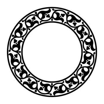 Decorative round frame with floral pattern. Plate with floral design. Vintage Stockillustratie