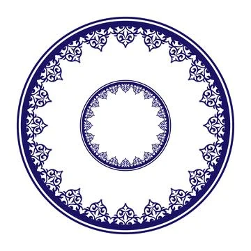 Decorative round frame in oriental style. Blue Ethnic Asia national round frame. Stockillustratie