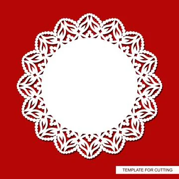 Decorative round panel with lace edge.  Stock Illustration