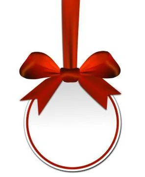 Decorative round with red bow on a white background Illustrazione stock