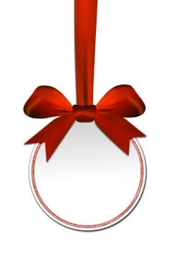 Decorative round with red bow on a white background Stock Illustration