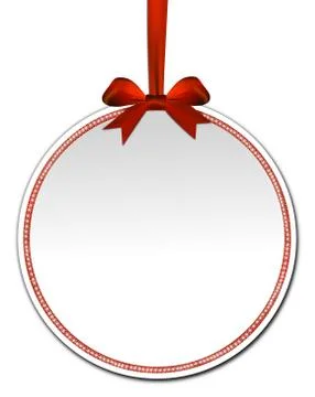 Decorative round with red bow on a white background Stock Illustration