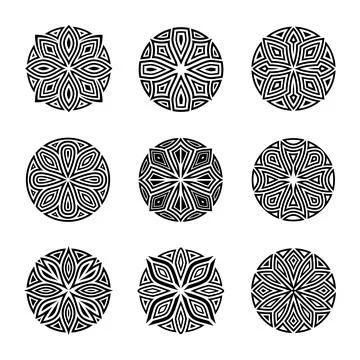 Decorative Round Shape Vector Set Stock Illustration