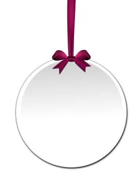 Decorative round with violet red bow on a white background Stock Illustration