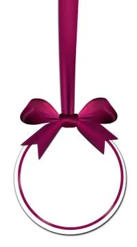 Decorative round with violet red bow on a white background Stock Illustration