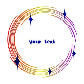 Decorative rounded frame. Circle shape ornate, gradient color, blue stars, text Stock Illustration