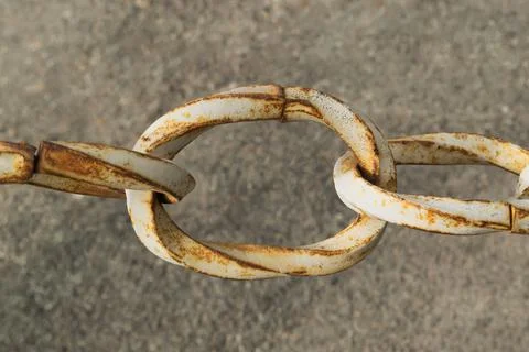Decorative rusty chain. A close up ring. Stock Photos