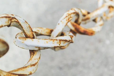 Decorative rusty chain. A close up ring. Stock Photos